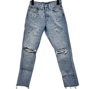 Levi's 501 Light Blue Studded Denim Jeans SZ 26